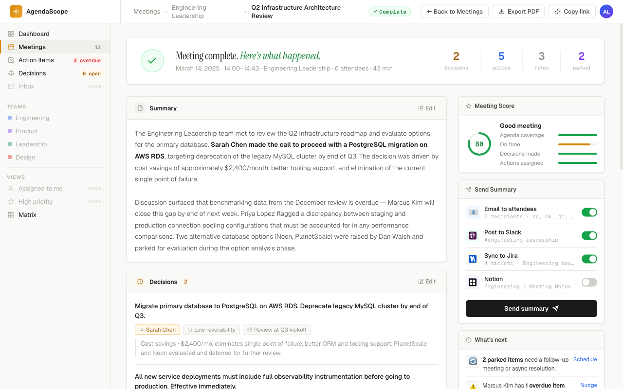 Post-meeting summary